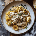 Cremige Kokos-Cashew-Spaghetti-Kürbis-„Alfredo“ mit geröstetem Blumenkohl