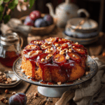 Upside-Down-Pflaumenkuchen mit Karamell & Haselnüssen